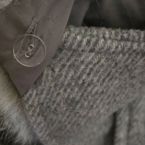 Loft Wool Blend Removable Faux Fur Collar Gray Full Zip Snap Coat Size XL - Picture 7 of 9